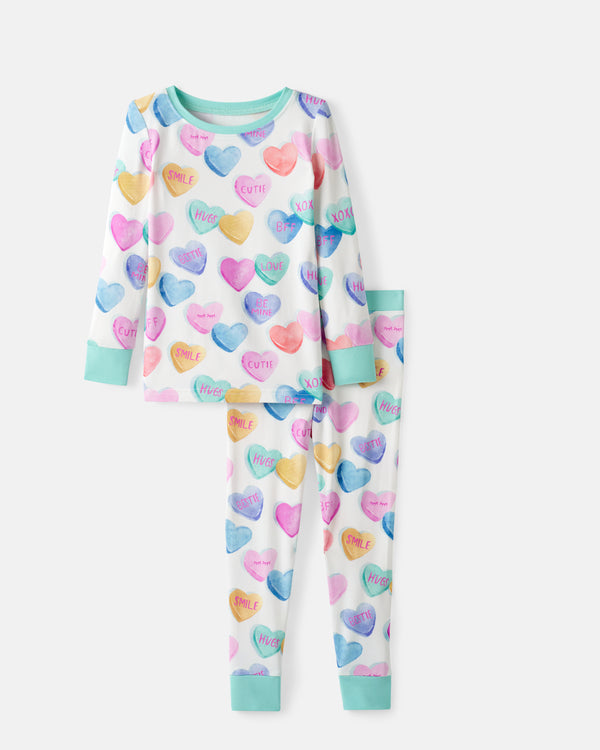 Flat lay of the Candy Cuties Two-Piece Pajama Set