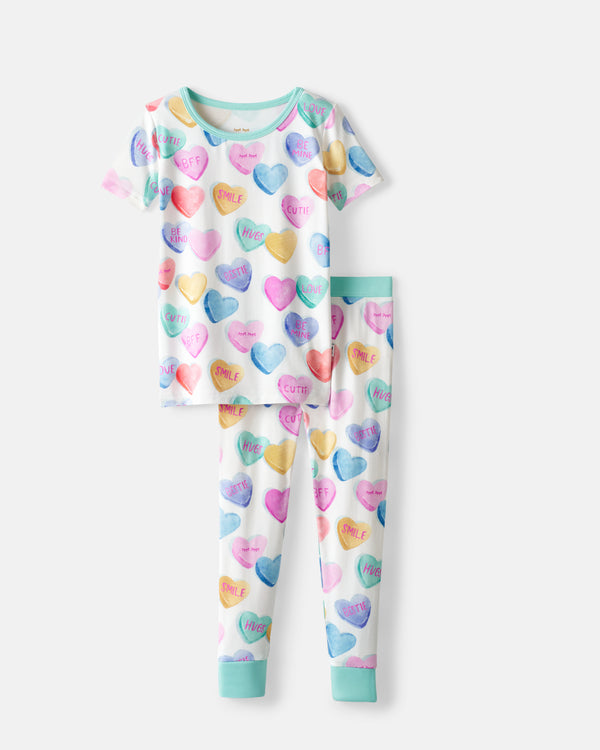Flat lay of the Candy Cuties Two-Piece Short Sleeve Pajama Set
