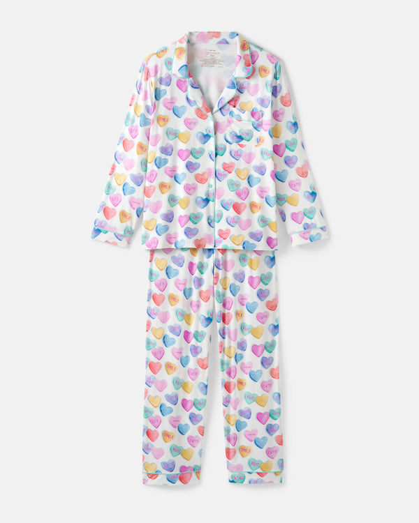 Flat lay of the Candy Cuties Women's Long Sleeve Pajama Set
