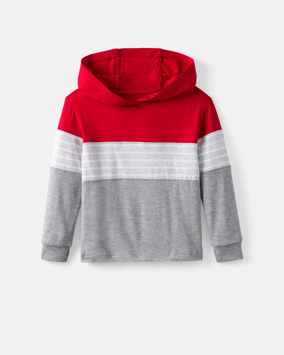 Flat lay of the Candy Red Colorblock Hooded Tee