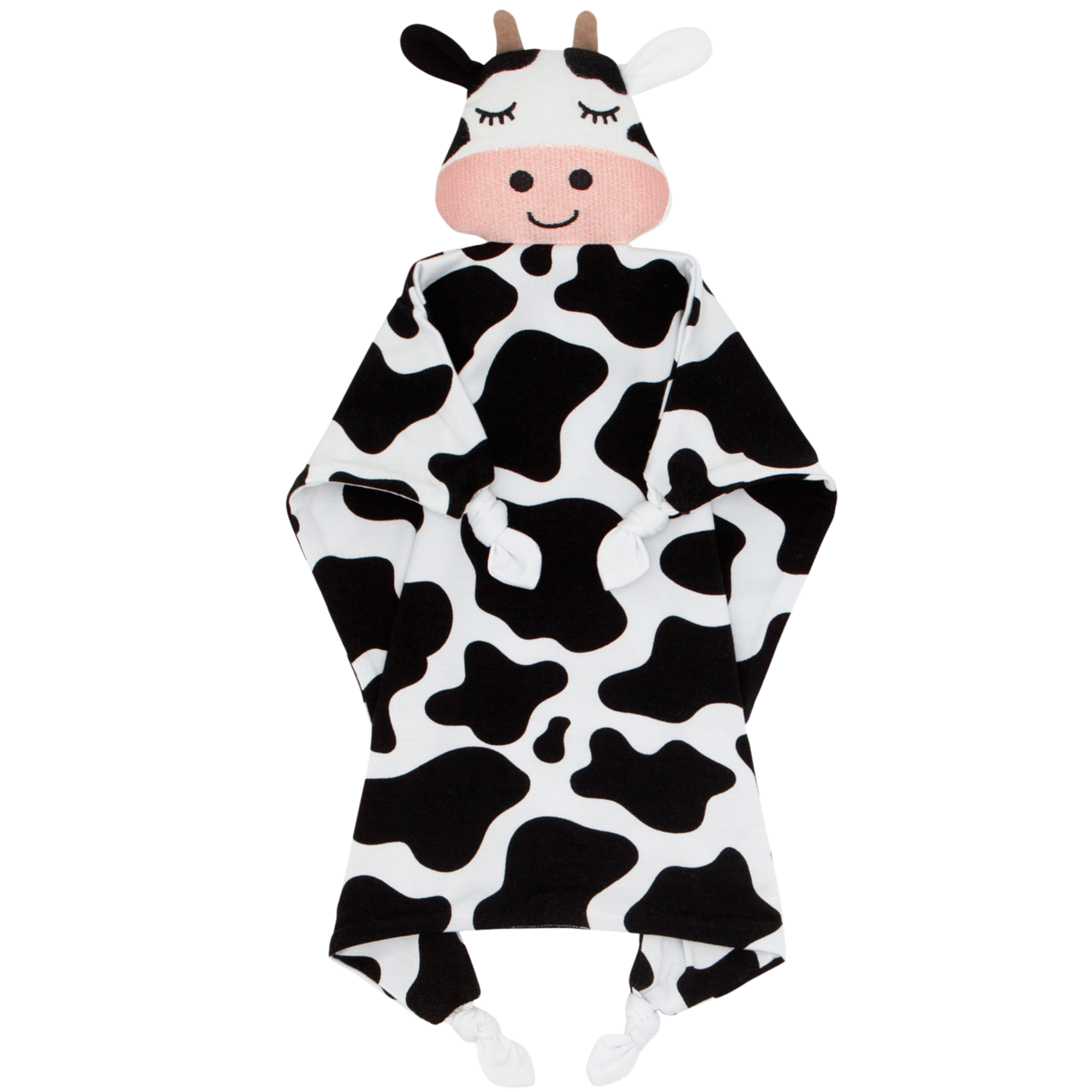 Lay flat image of Charlie the Cow lovey