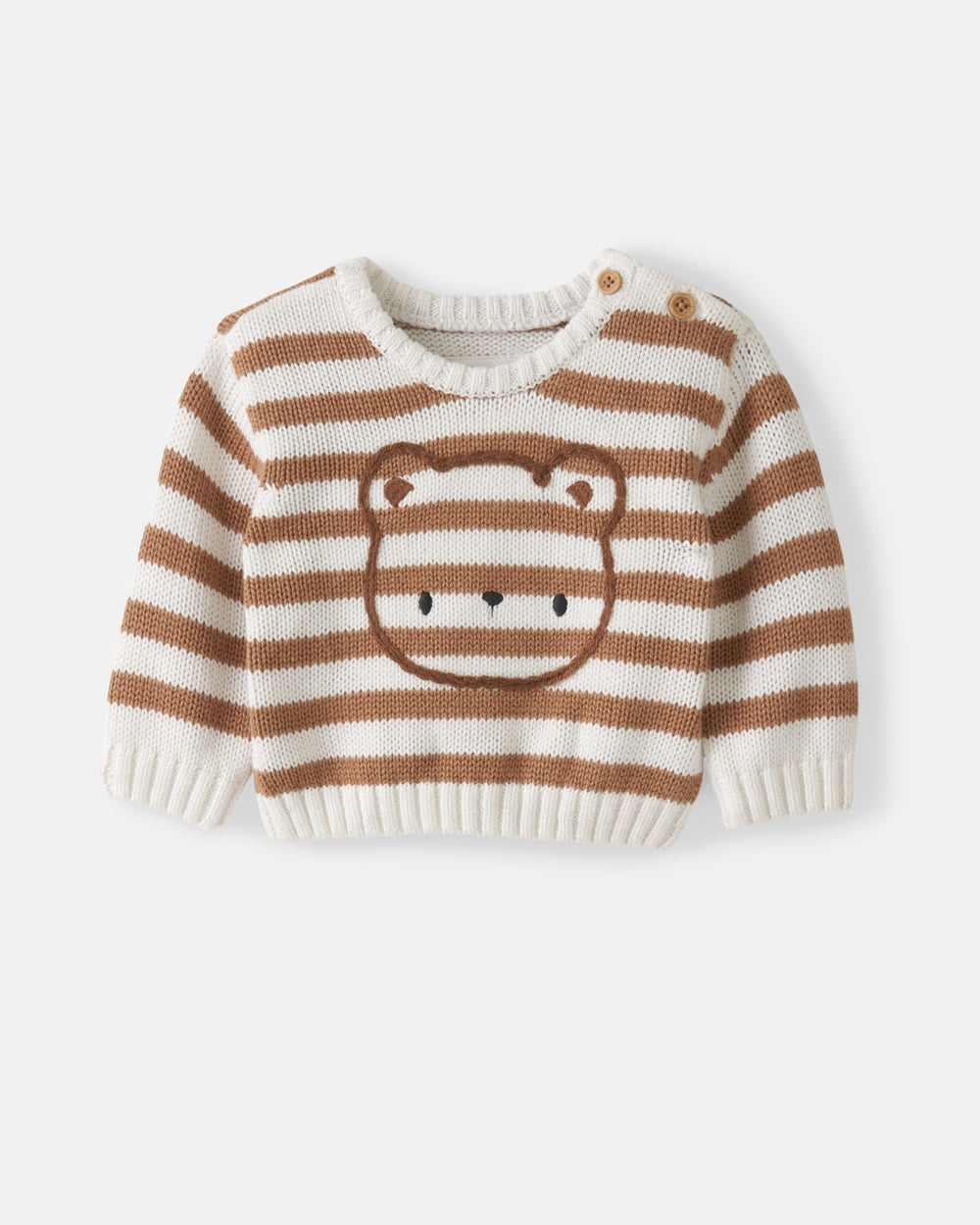Flat lay of the Chestnut Brown Stripe Bear Sweater