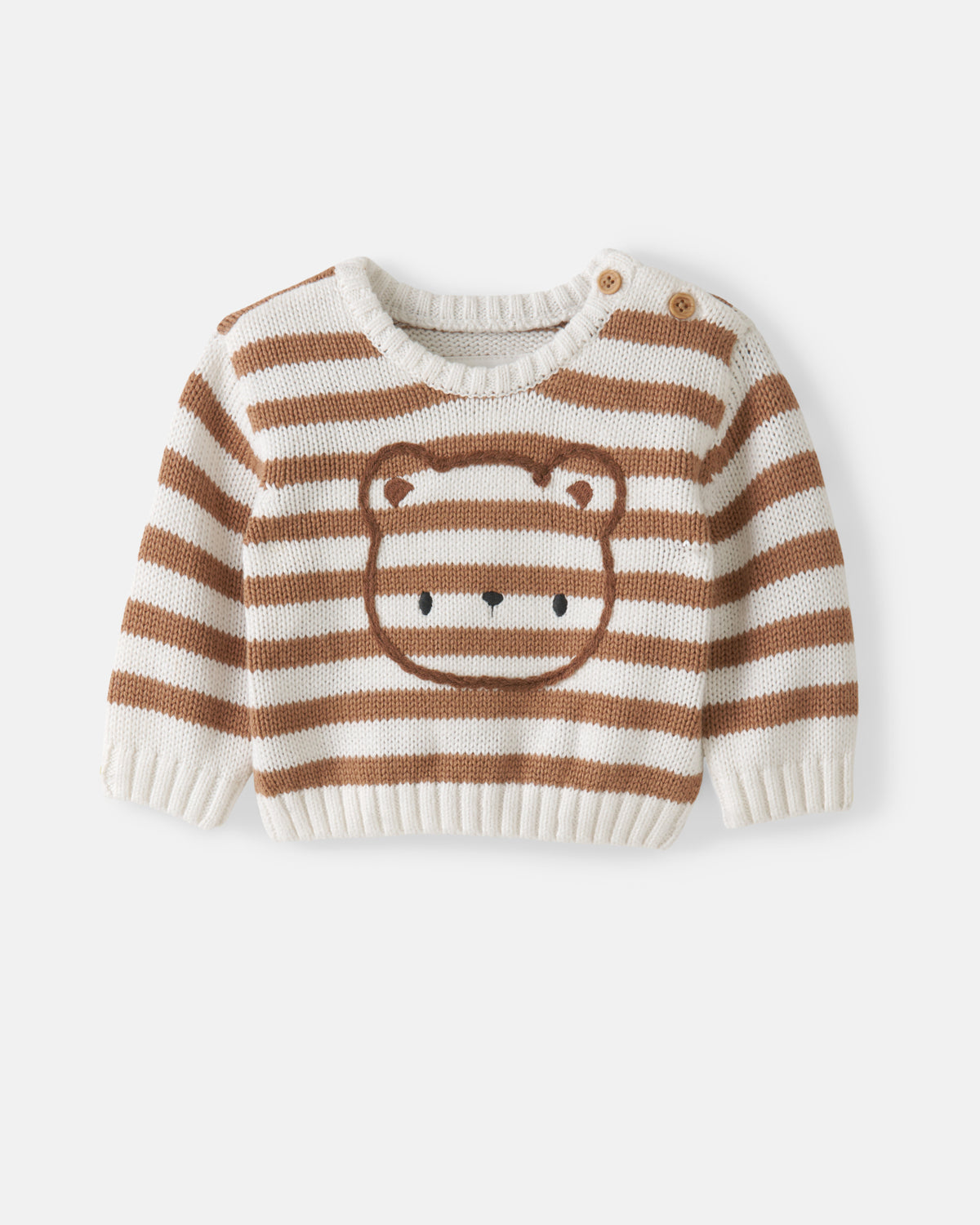 Flat lay of the Chestnut Brown Stripe Bear Sweater