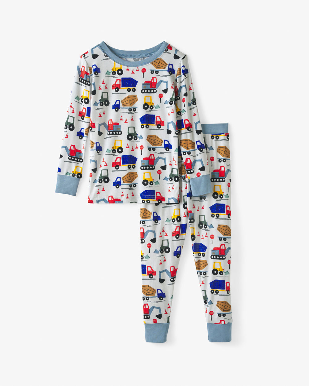 Flat lay of the Construction Two-Piece Pajama Set