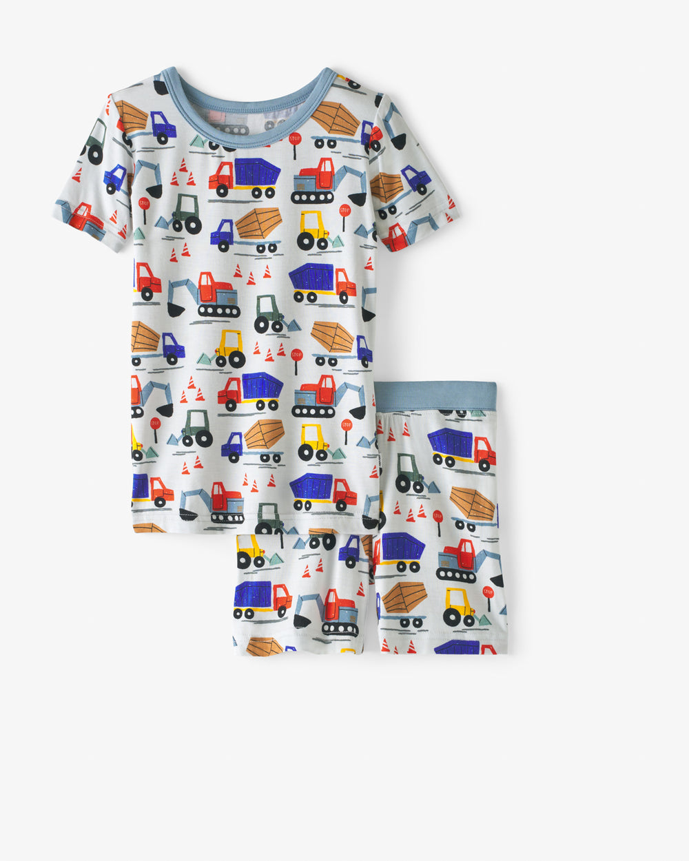 Flat lay of the Construction Two-Piece Short Sleeve & Shorts Pajama Set