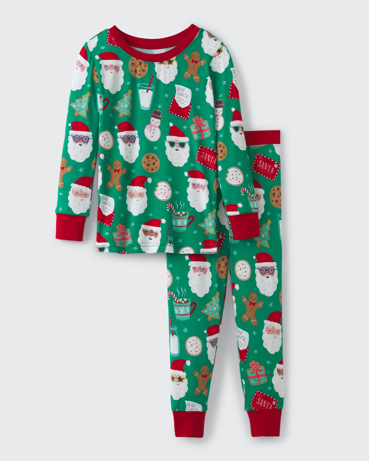 Flat lay of the Cookies for Santa Two-Piece Pajama Set