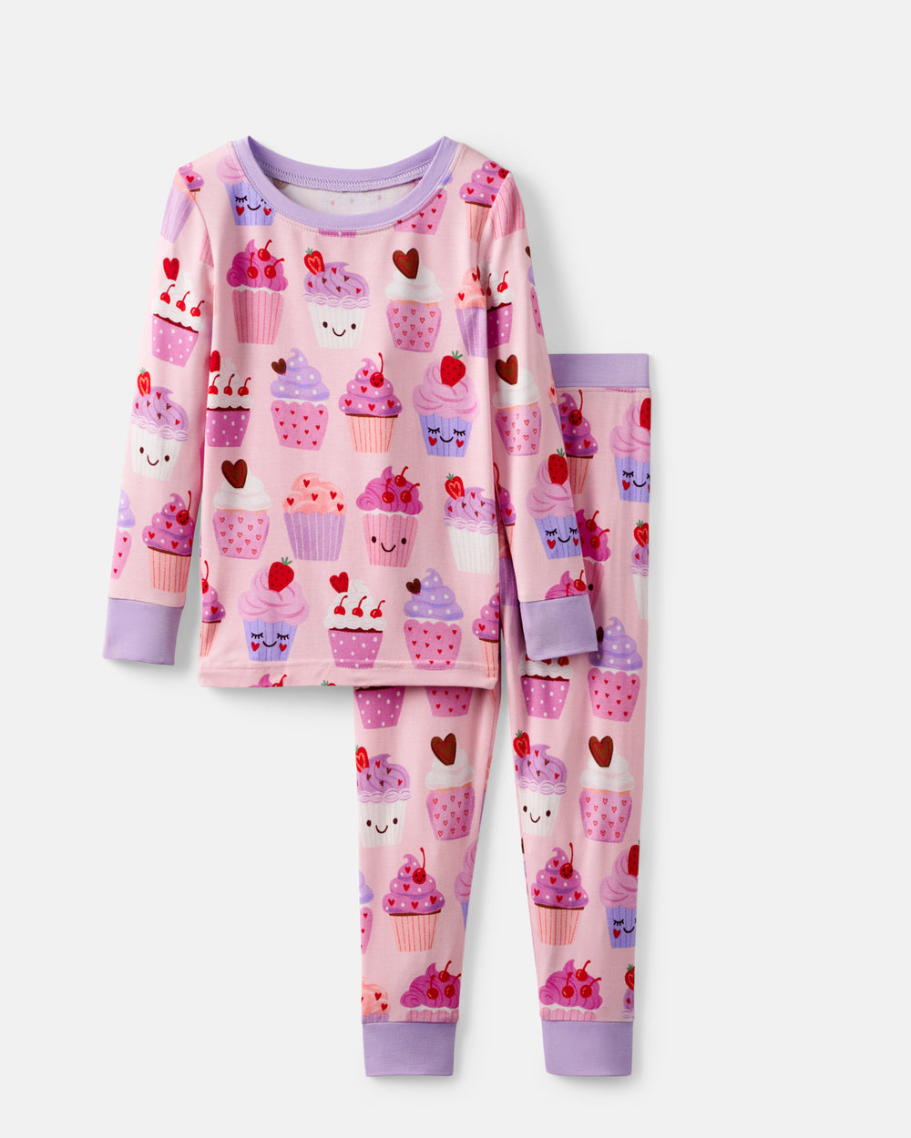 Flat lay of the Cupcake Kisses Two-Piece Pajama Set