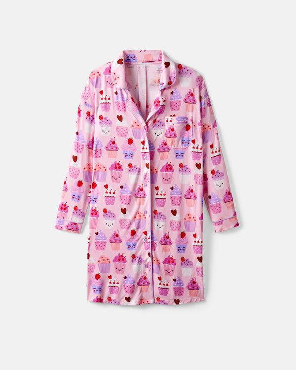 Flat lay of the Cupcake Kisses Women's Sleep Shirt