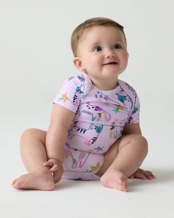 Little Sleepies Whiskers & Wags Purple Bodysuit