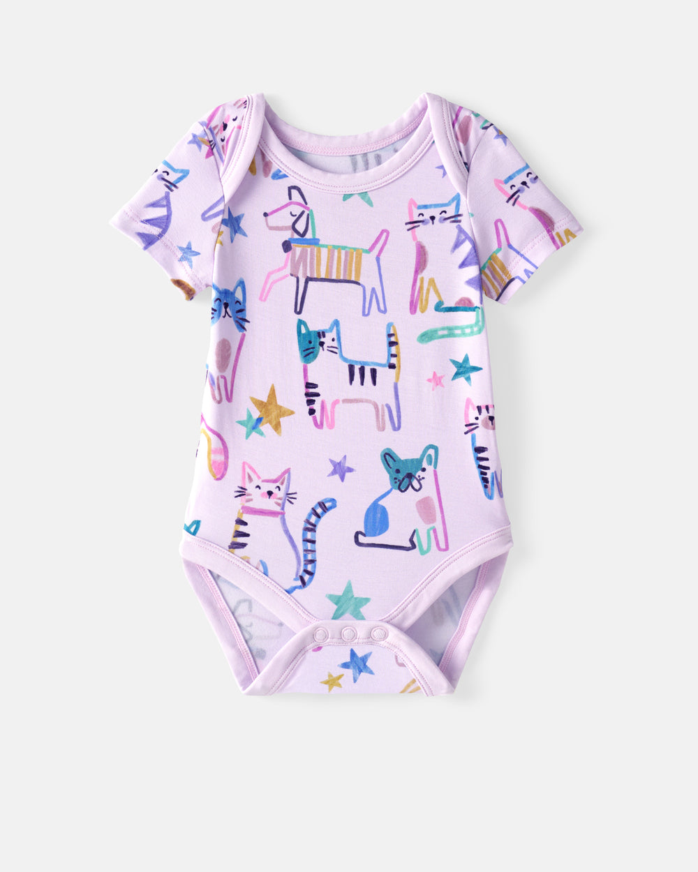 Flat lay of the Whiskers & Wags Purple Bodysuit