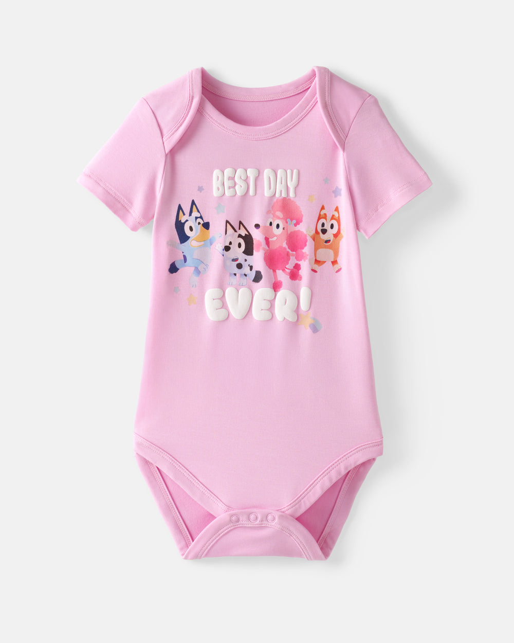Flat lay of the Bluey Best Day Ever Bodysuit
