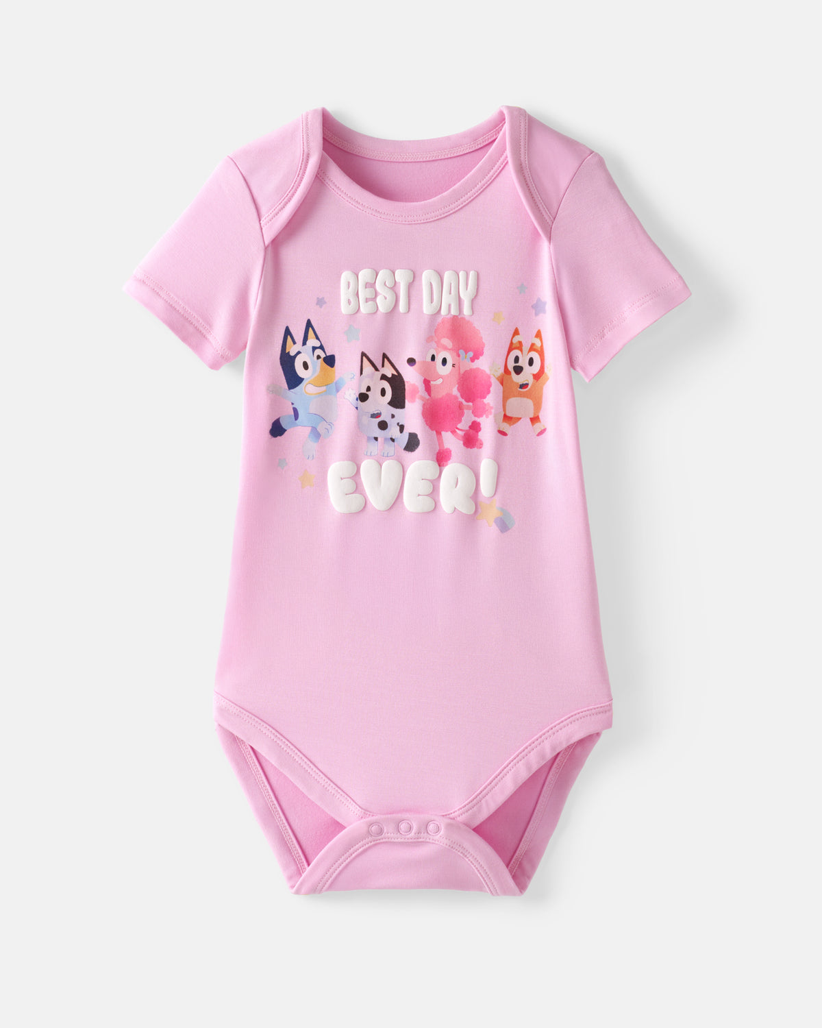 Flat lay of the Bluey Best Day Ever Bodysuit
