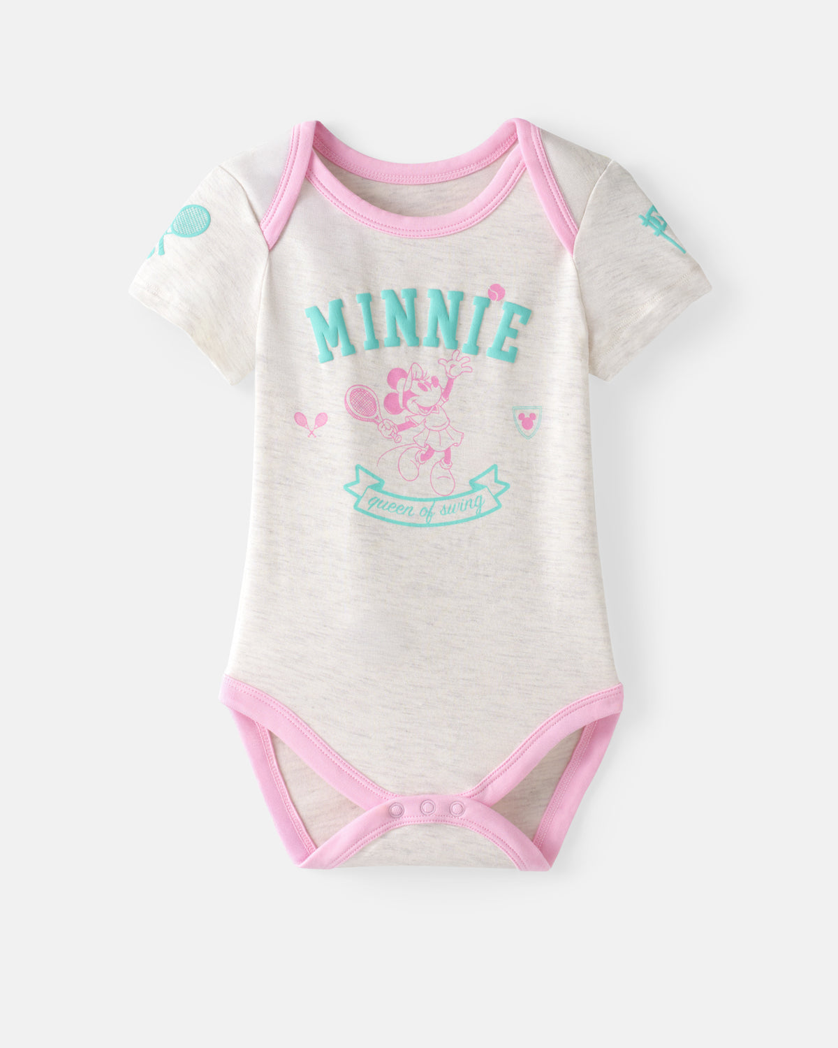 Flat lay of the Disney Minnie Mouse Queen of Swing Bodysuit