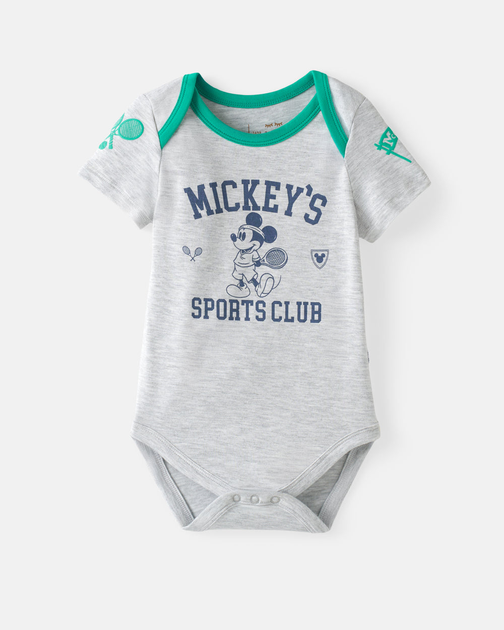 Flat lay of the Disney Mickey Mouse Sports Club Bodysuit
