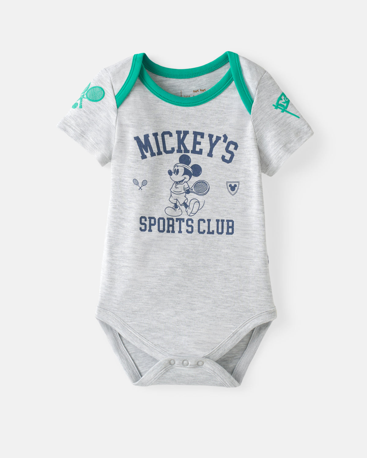 Flat lay of the Disney Mickey Mouse Sports Club Bodysuit