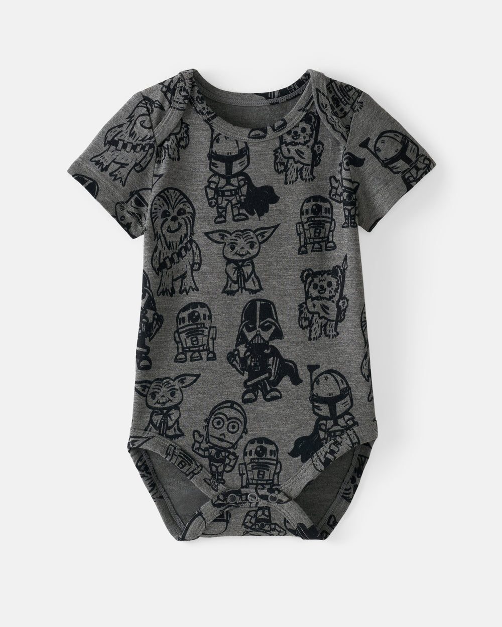 Flat lay of the Star Wars Far, Far, Away Friends Short Sleeve Bodysuit