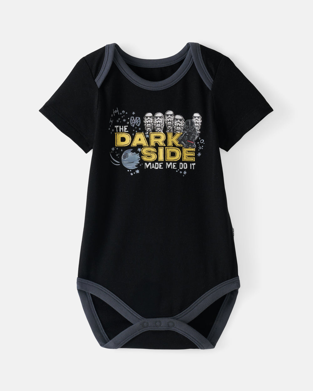 Flat lay of the Star Wars Dark Side Short Sleeve Bodysuit