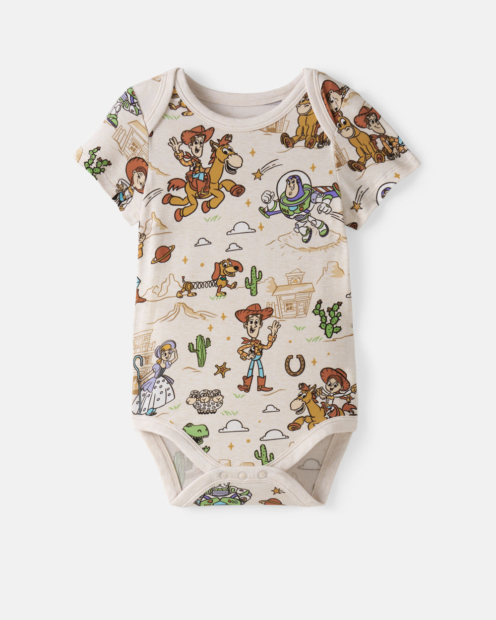 Flat lay of the Disney & Pixar Woody's Wild West Bodysuit
