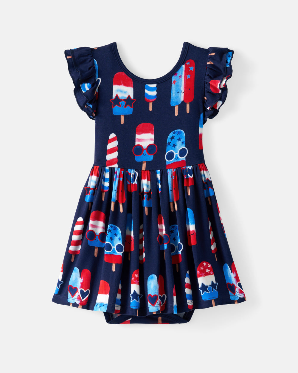 Flat lay of the Sparkle Treats Flutter Skater Dress with Bodysuit