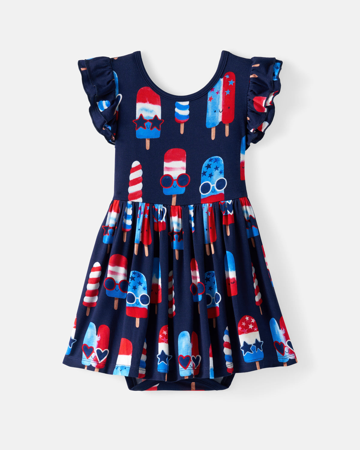Flat lay of the Sparkle Treats Flutter Skater Dress with Bodysuit