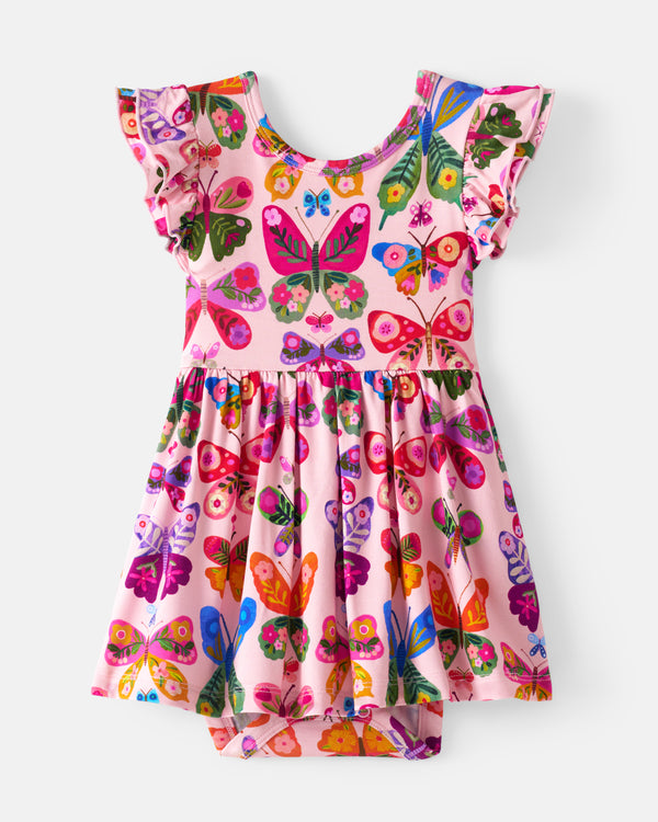 Flat lay of the Flutter Garden Skater Dress with Bodysuit