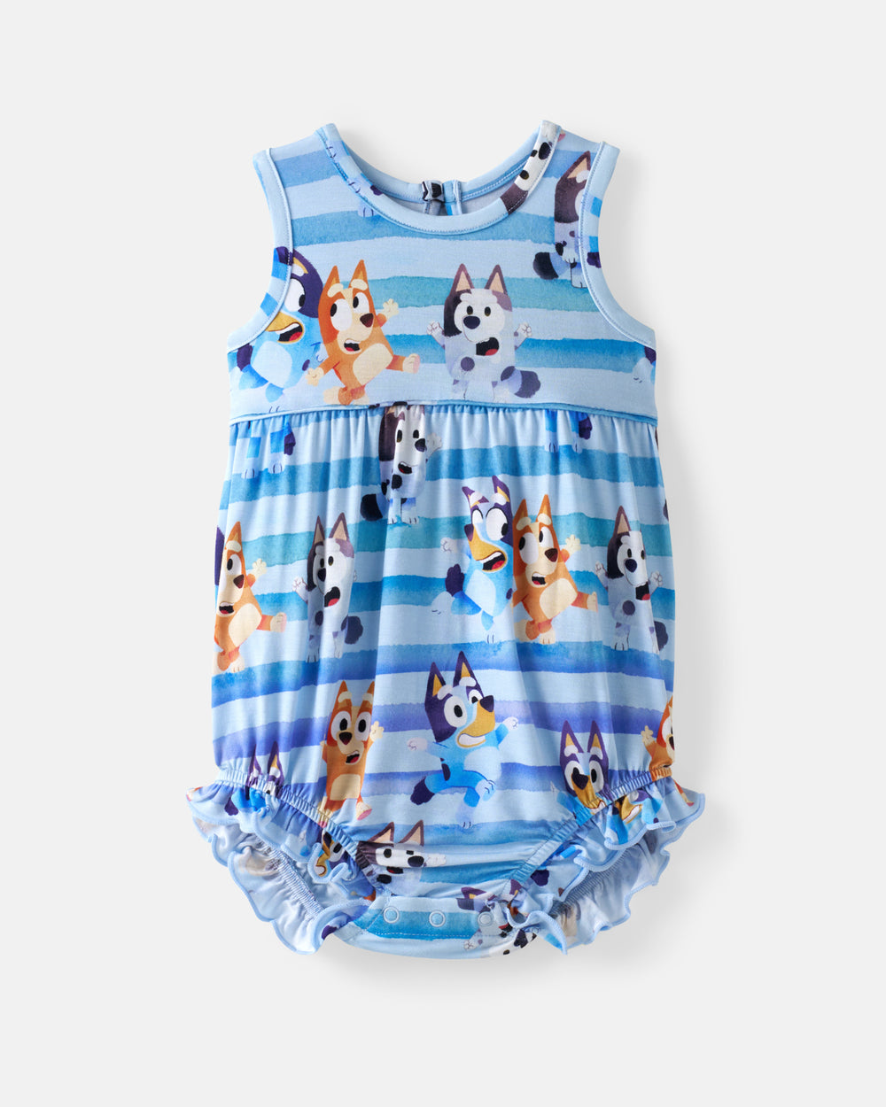 Flat lay of the Bluey Dance All Day Bubble Romper