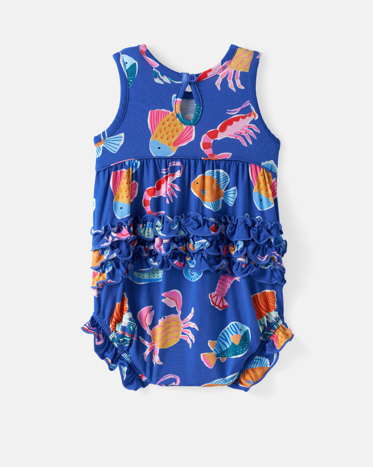 Flat lay of the back of the Tidepool Party Bubble Romper