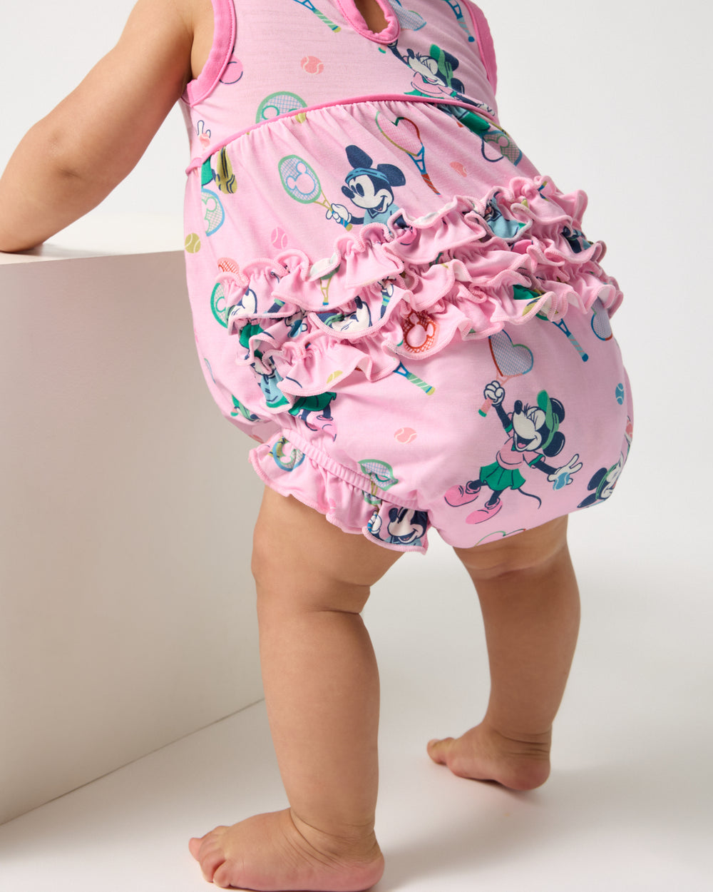 Close up of the ruffle detail on the Disney Mickey Mouse & Minnie Mouse Match Bubble Romper