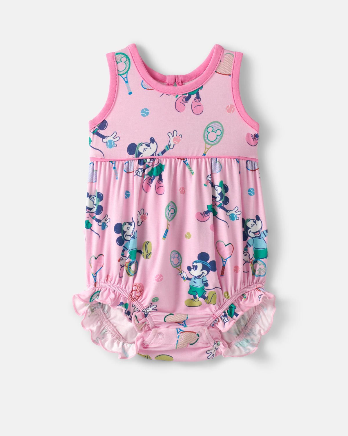 Flat lay of the Disney Mickey Mouse & Minnie Mouse Match Bubble Romper