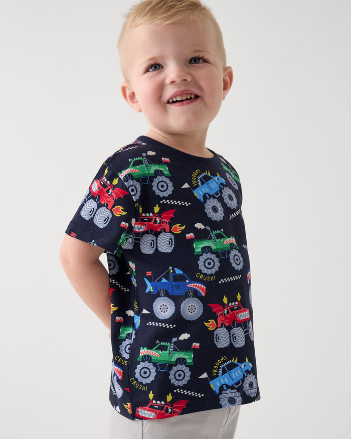 Boy wearing the Monster Truck Madness Relaxed Tee