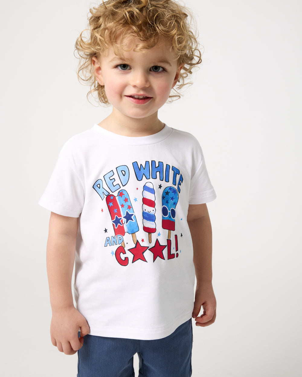 Close up of boy wearing the Red White & Cool Relaxed Tee