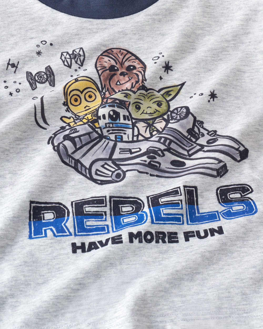 Close up of the graphic detail on the Star Wars Little Rebels Relaxed Tee