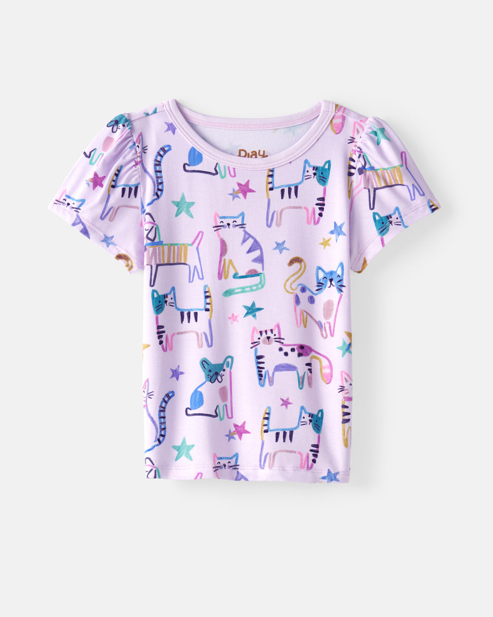 Flat lay of the Whiskers & Wags Purple Puff Sleeve Tee