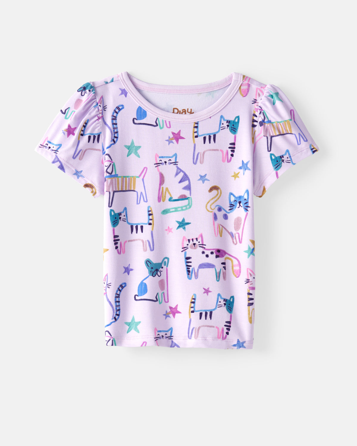 Flat lay of the Whiskers & Wags Purple Puff Sleeve Tee