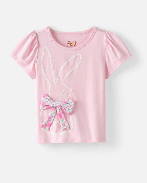 Flat lay of the Flocked Bunny Puff Sleeve Tee