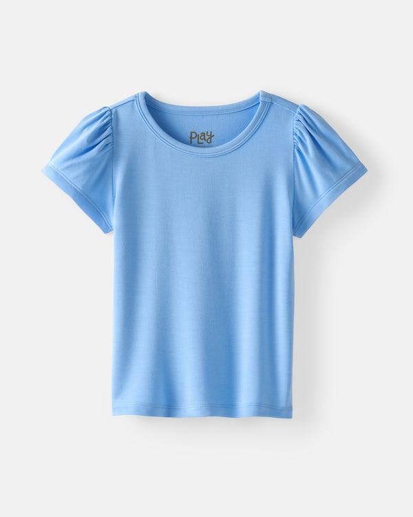 Flat lay of the Blue Breeze Puff Sleeve Tee