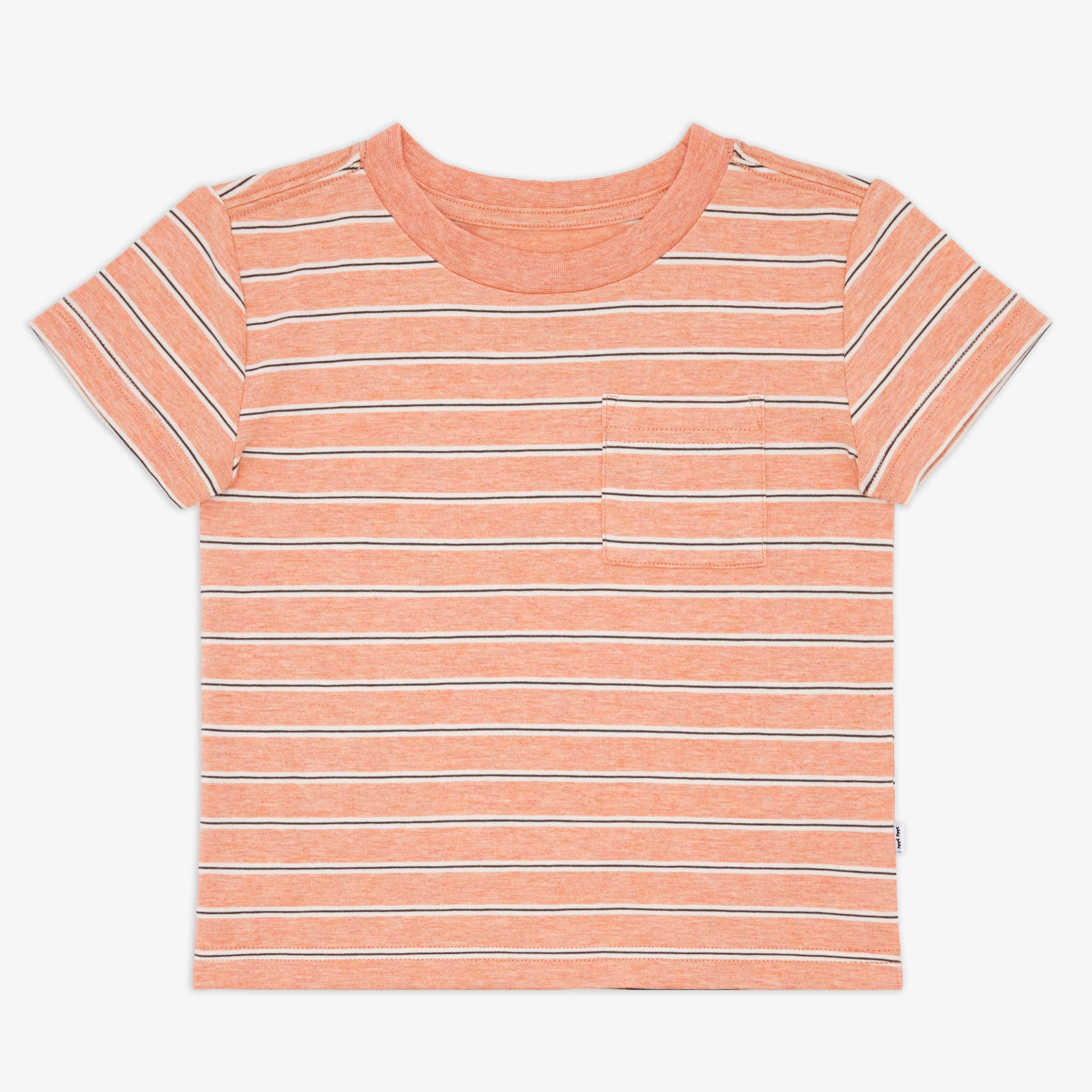 Flat lay of the Coral Stripes Relaxed Pocket Tee