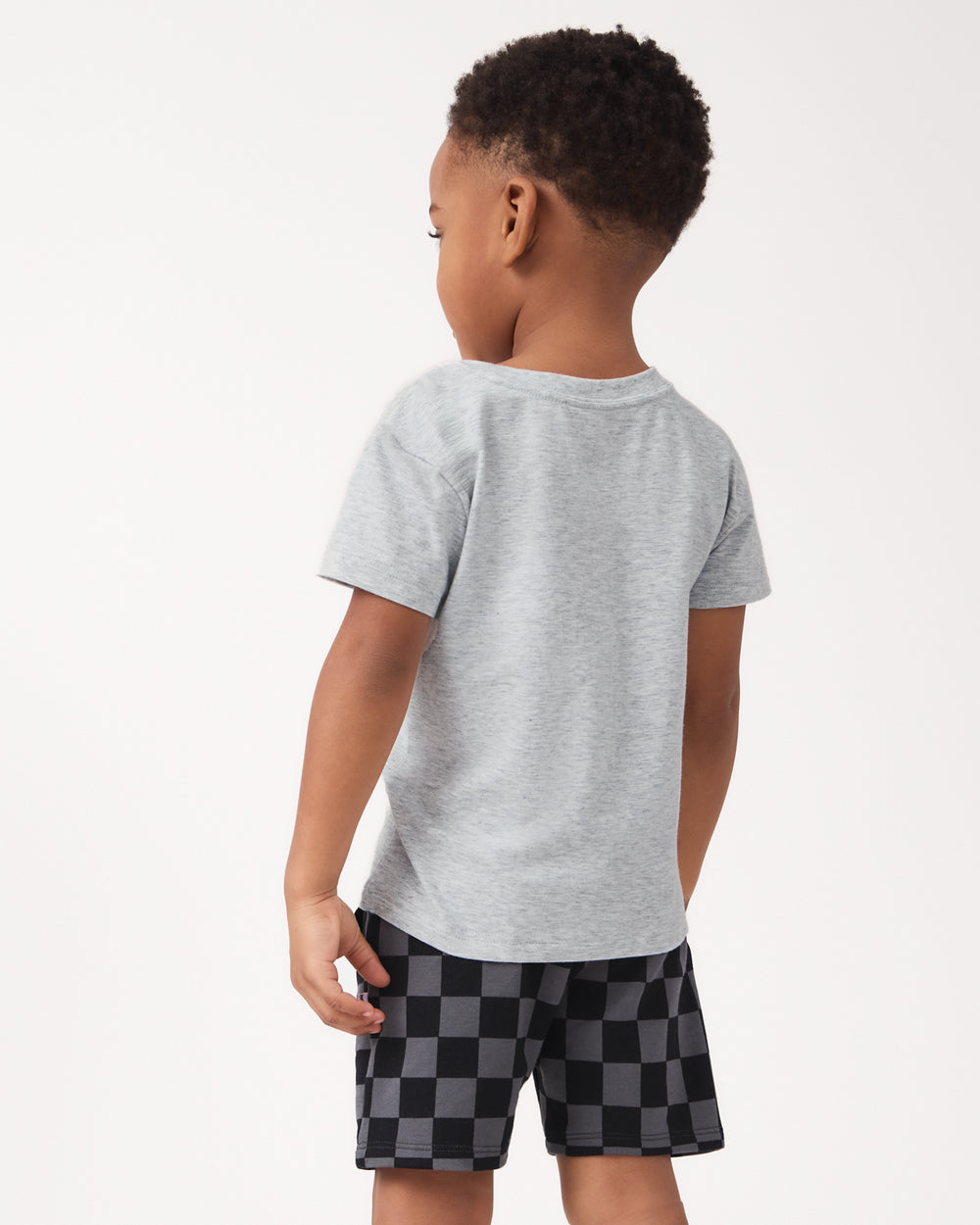 Back view of the Light Heather Gray Relaxed Pocket Tee