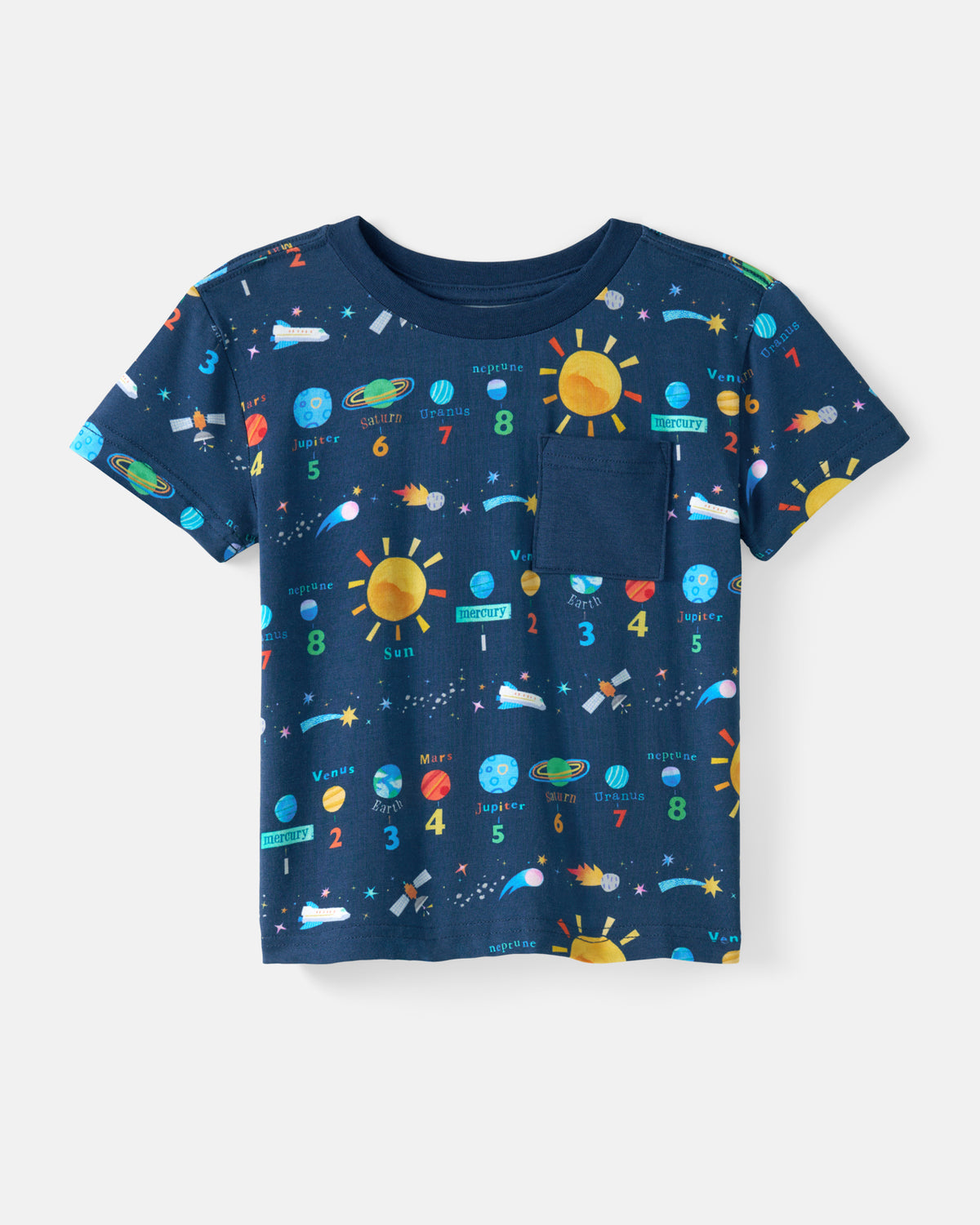 Flat lay of the Solar Explorers Relaxed Pocket Tee