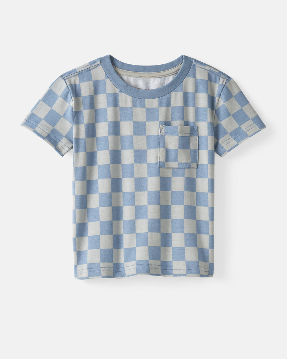 Flat lay of the Dusk Blue Checks Relaxed Pocket Tee