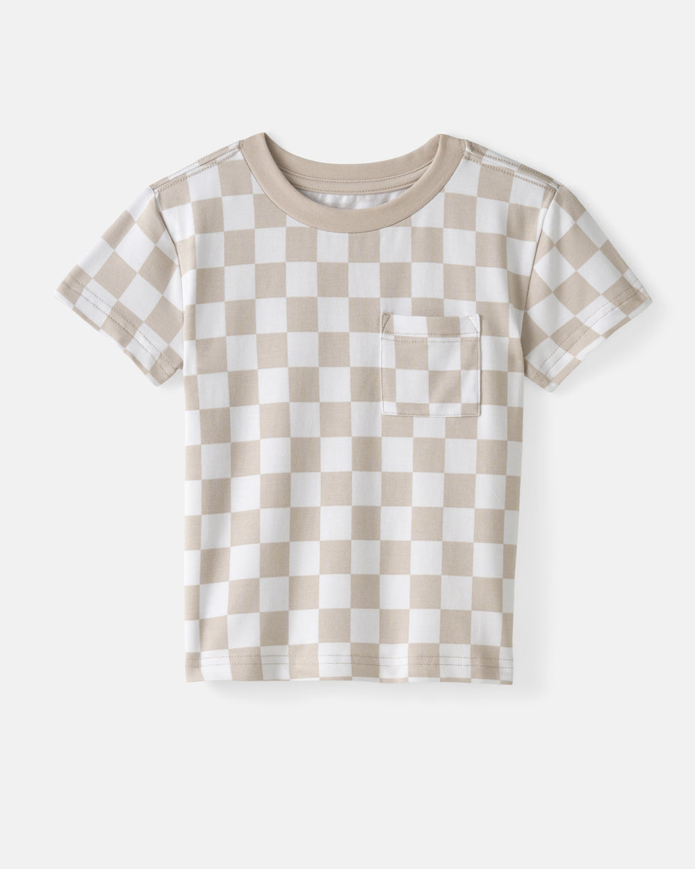 Flat lay of the Stone Checks Relaxed Pocket Tee