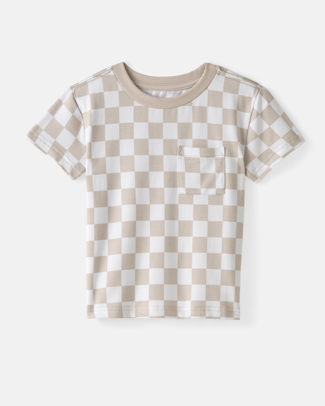 Flat lay of the Stone Checks Relaxed Pocket Tee