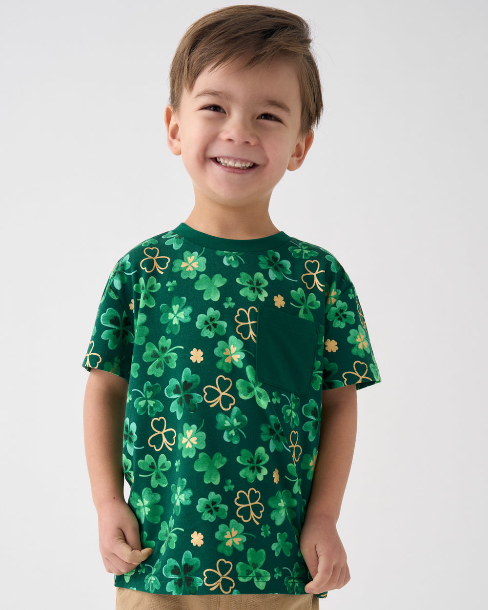 Child wearing the Clover Cuties Relaxed Pocket Tee