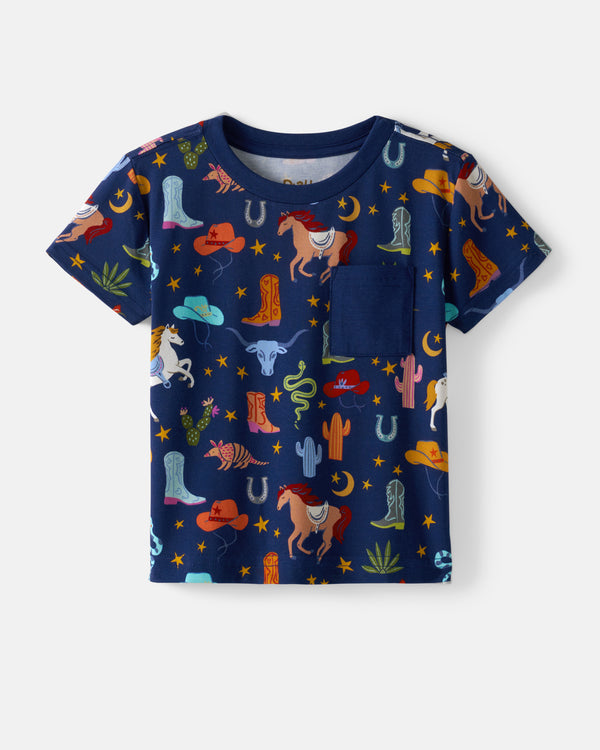 Flat lay of the Blue Rancher Roundup Relaxed Pocket Tee