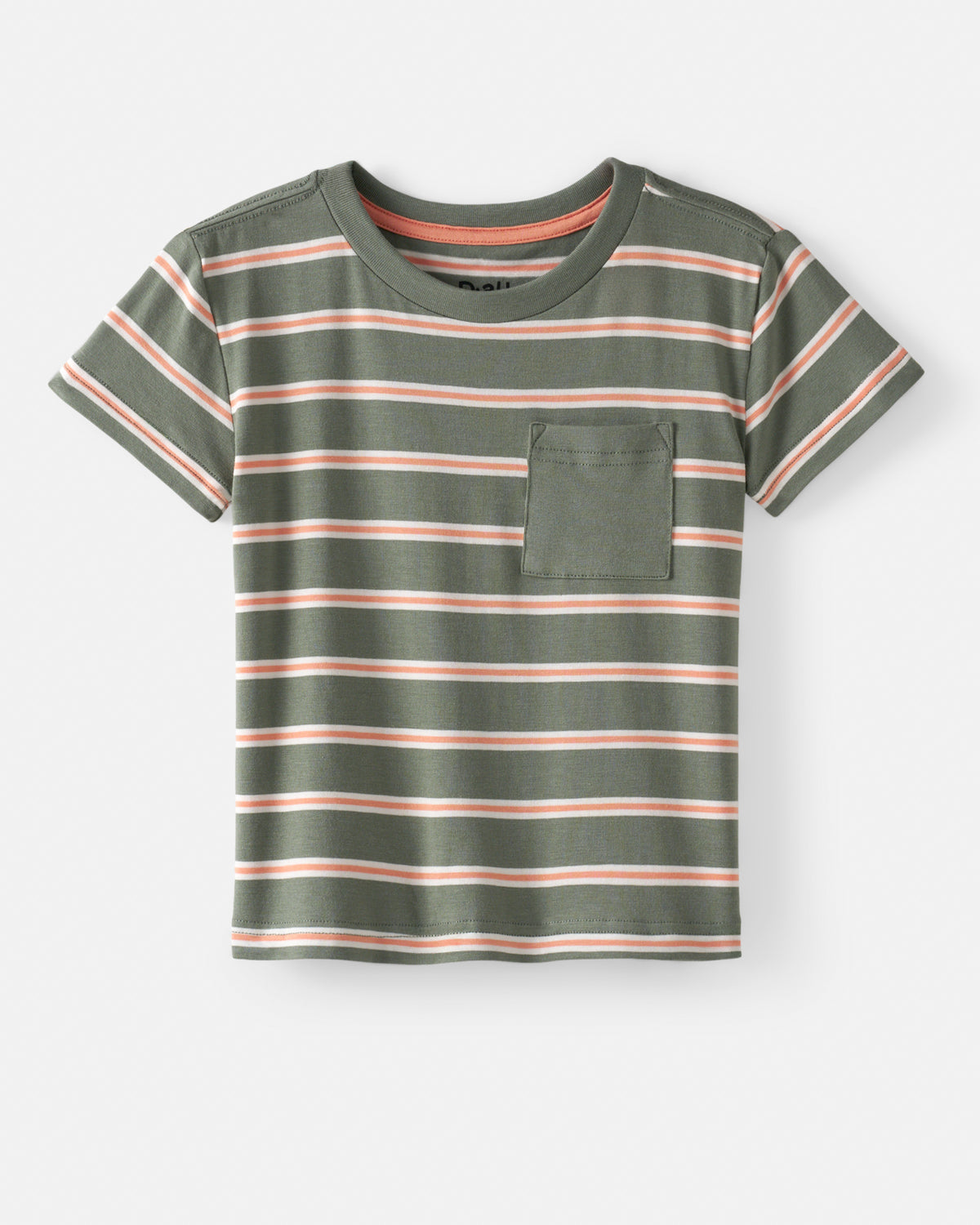 Flat lay of the Moss Stripe Relaxed Pocket Tee