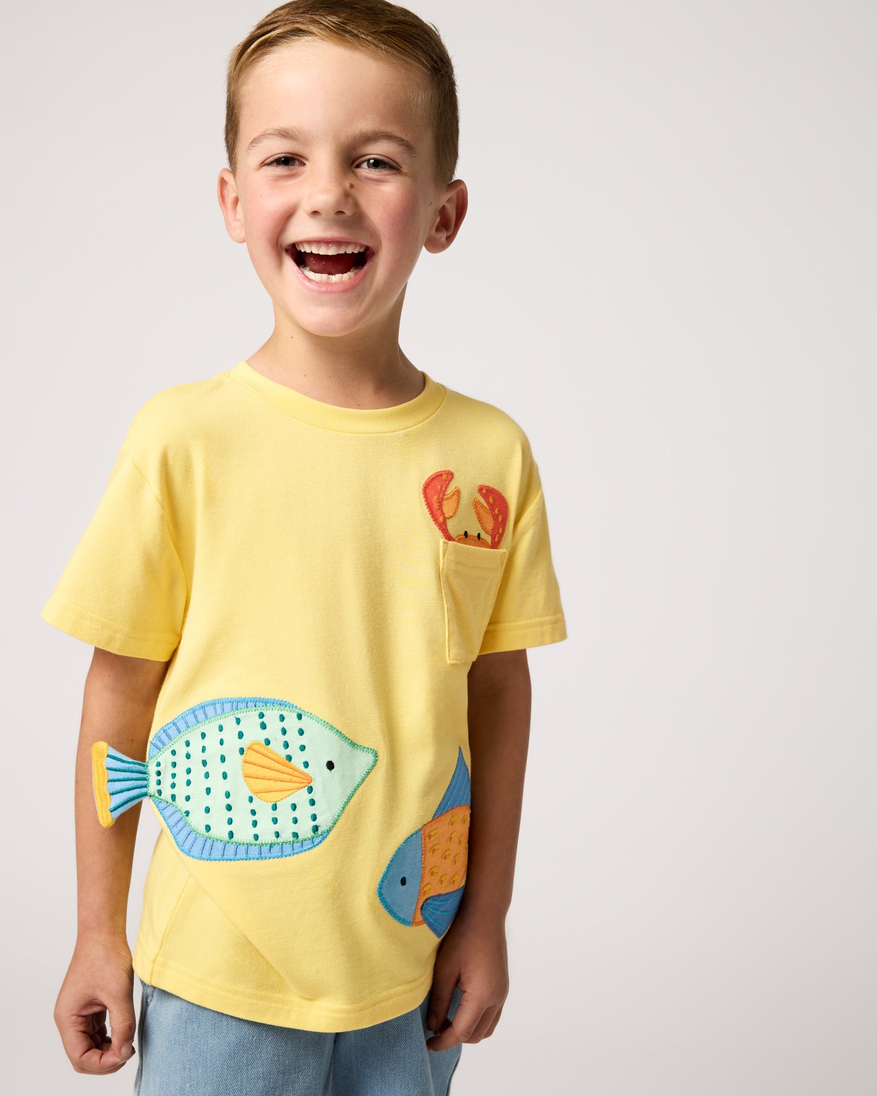 Boy wearing the School of Friends Relaxed Pocket Tee