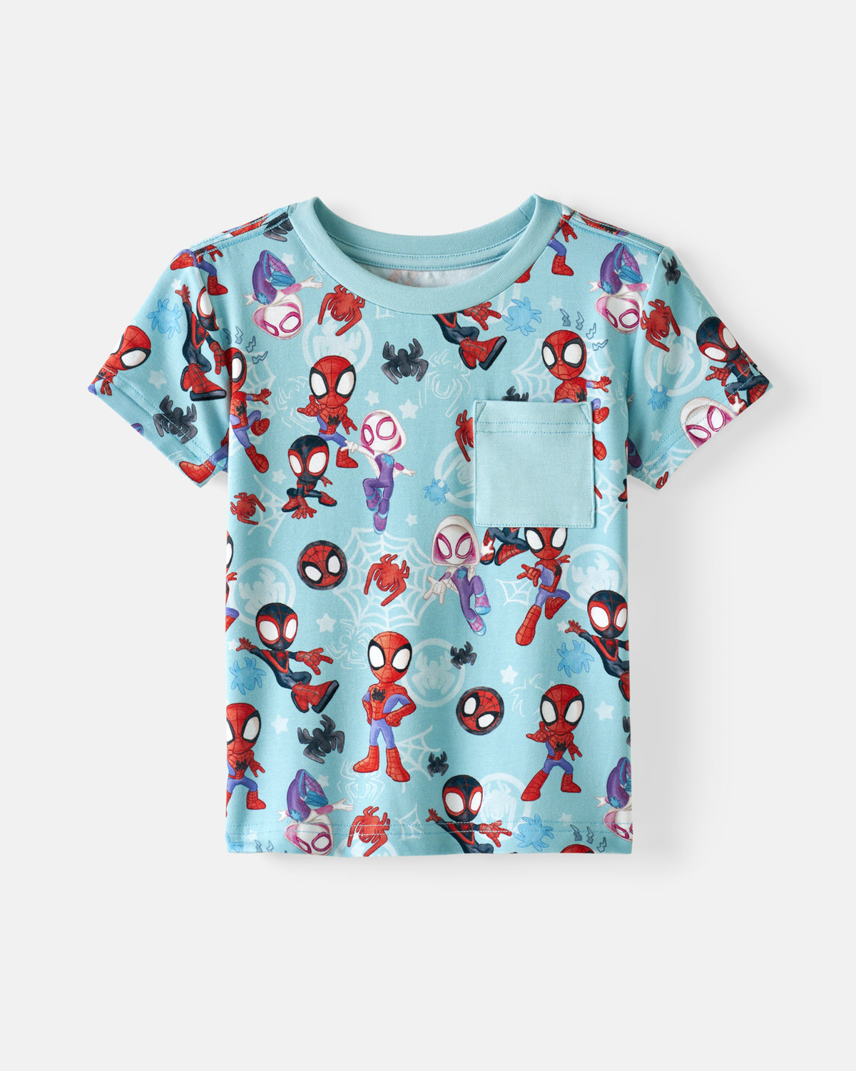 Flat lay of the Spidey & Friends Tiny Webs Relaxed Pocket Tee