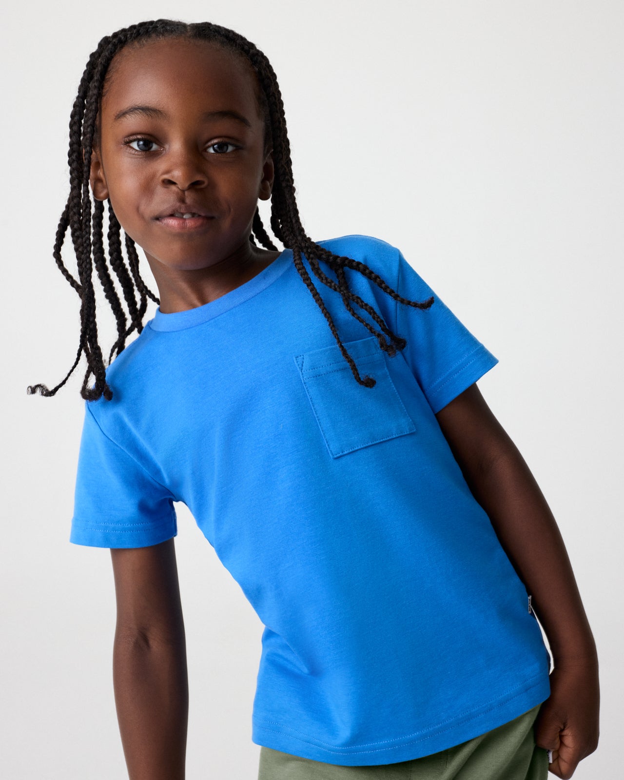 Boy wearing the Jay Blue Relaxed Pocket Tee