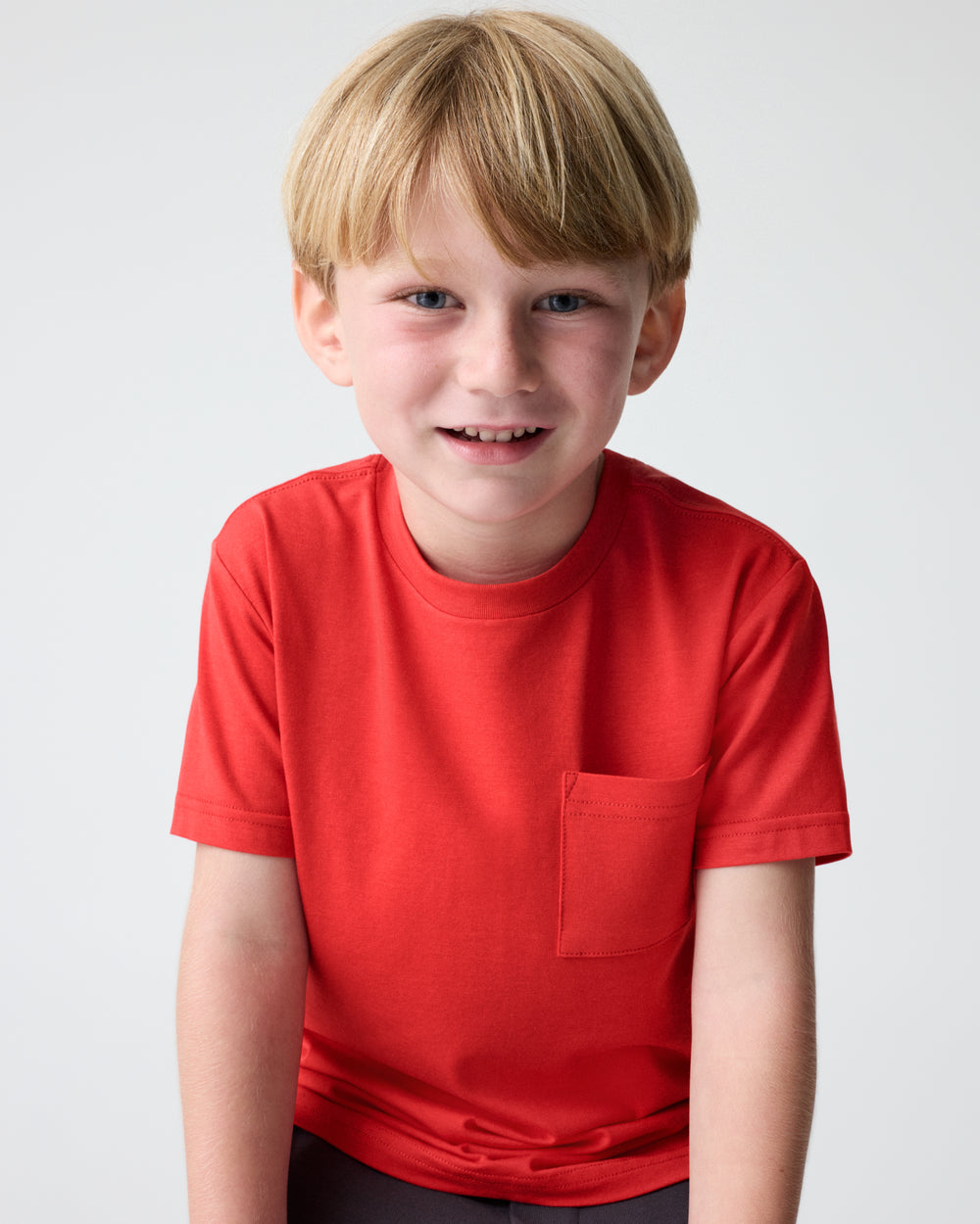 Alternate boy wearing the Red Ember Relaxed Pocket Tee
