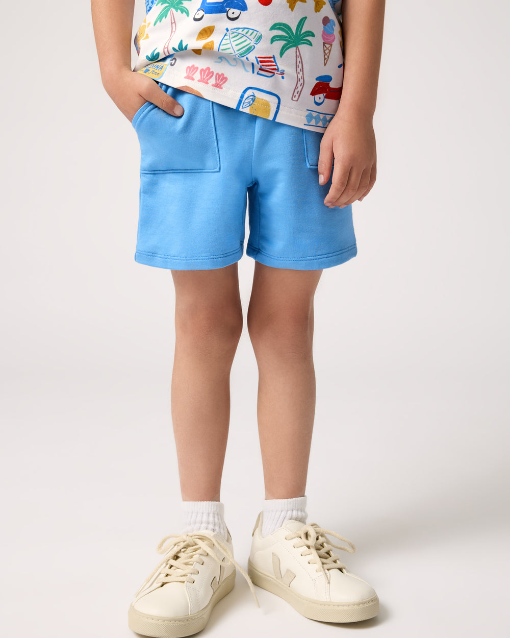 Boy wearing the Blue Bolt Shorts